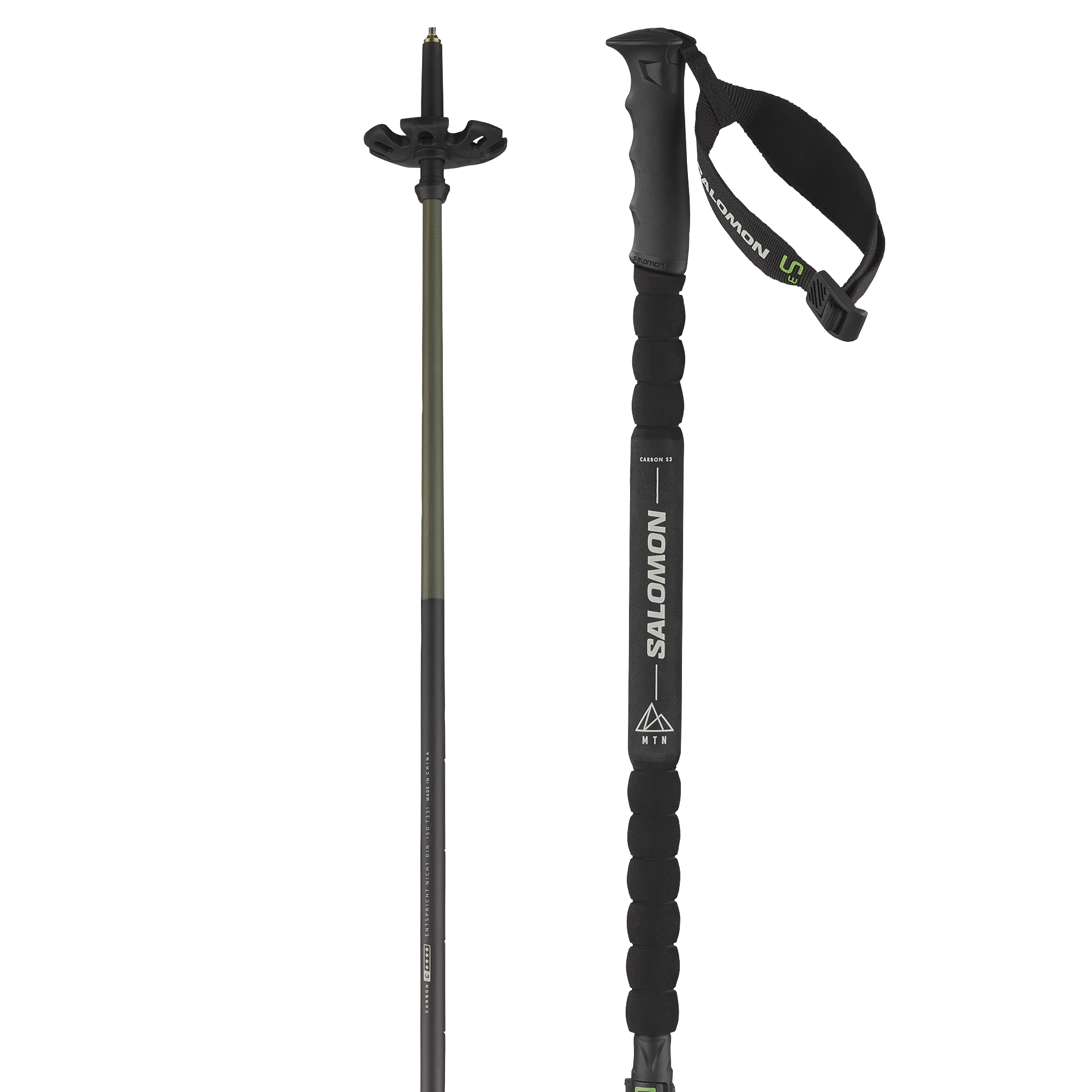 美品 サロモン SALOMON MTN CARBON S3 カーボン 100cm～135cm スキー ポール ストック バックカントリー アウトドア 美品 サロモン SALOMON MTN CARBON S3 カーボン 100cm～135cm