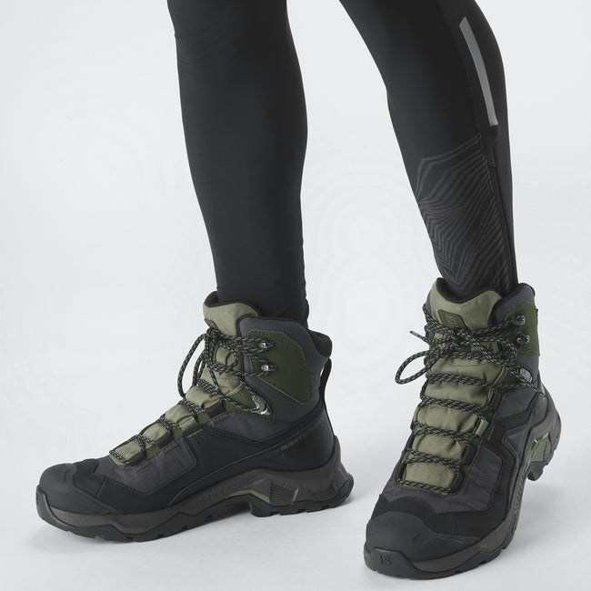 正規品★SALOMON★Quest Element GTX Black:Green:Olive L414571 QUEST ELEMENT GORE-TEX Men's Leather Hiking Boots | Salomon