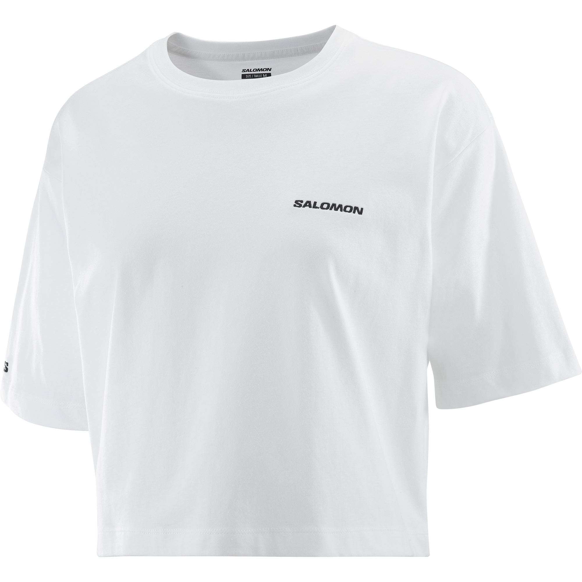 Tシャツ・カットソー RONRON LINE LOGO SLIM CROP T SHIRT WHITE RR25BST4254WH SHORT TEE Women's Short Sleeve T-Shirt | Salomon