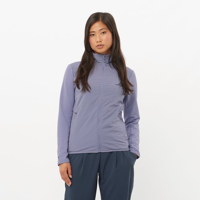 salomon ESSENTIAL LIGHTWARM HYBRID Couche intermédiaire entièrement zippée pour femme