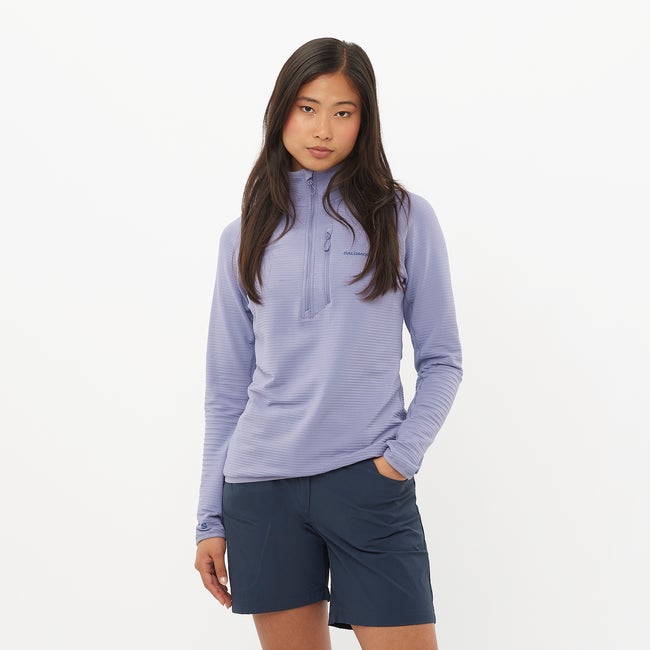 salomon ESSENTIAL LIGHTWARM Couche intermédiaire avec demi-zip pour femme